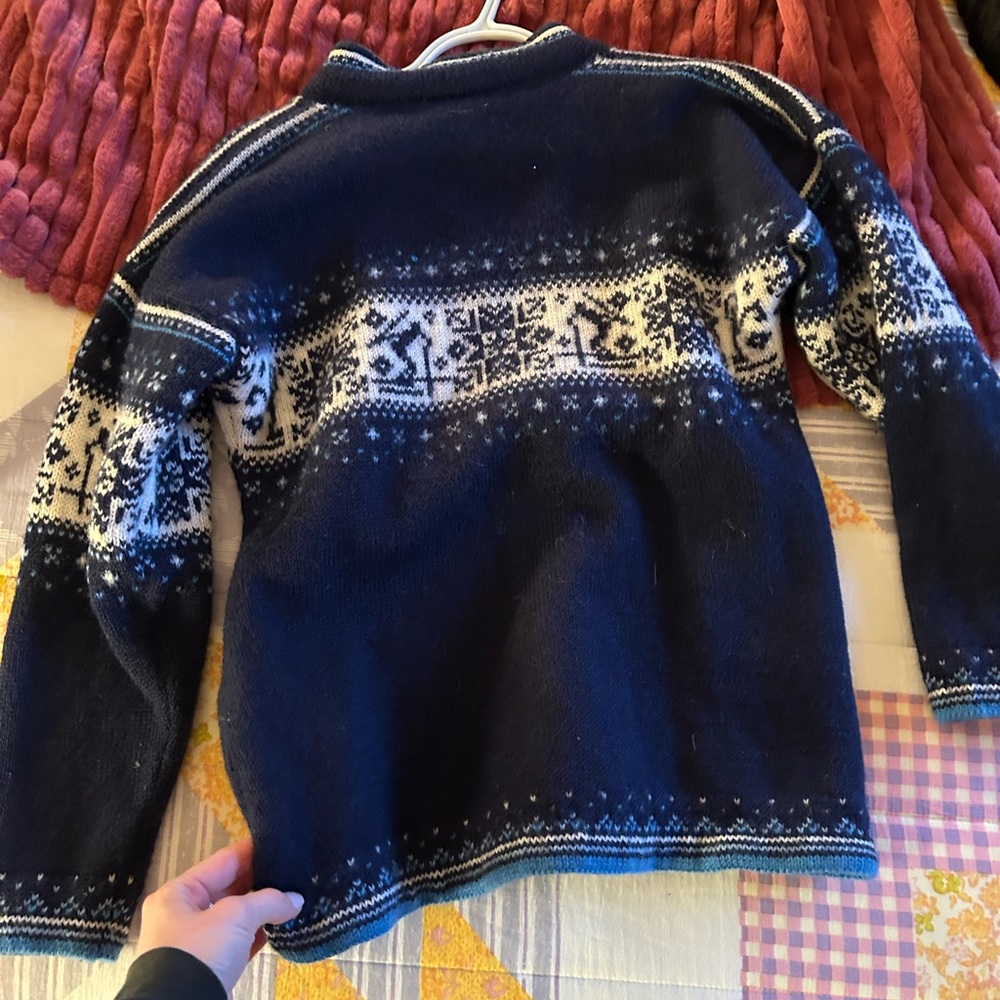Dale of Norway Navy Blue and White Zip Up Sweater - Picture 2 of 5